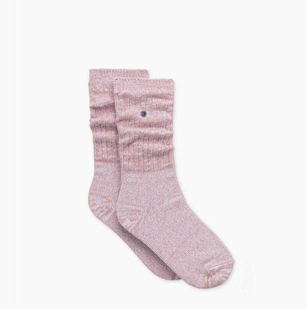 UGG Rib Knit Slouchy Crew - Sokker Dame - Rosa (NO-U577)